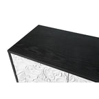 Credenza intagliata a 2 ante, Naturale / Bianco Nero