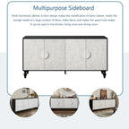 Credenza intagliata a 2 ante, Naturale / Bianco Nero