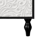 Credenza intagliata a 2 ante, Naturale / Bianco Nero