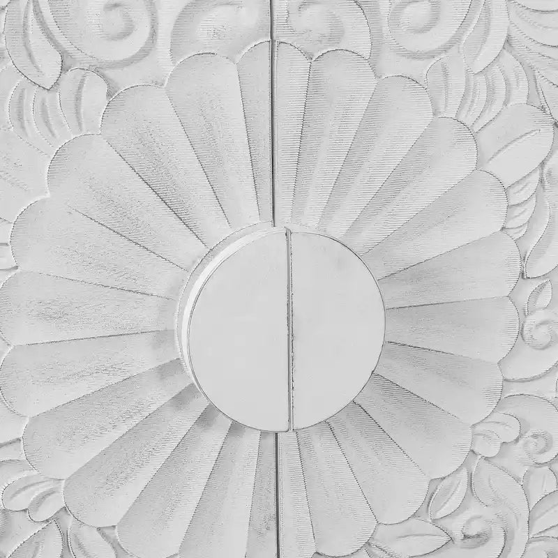 Credenza intagliata a 2 ante, Naturale / Bianco Nero