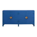 Madia credenza a 4 ante da 152 cm, blu navy/nera, con ripiani regolabili