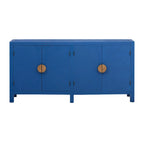 Madia credenza a 4 ante da 152 cm, blu navy/nera, con ripiani regolabili