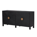 Madia credenza a 4 ante da 152 cm, blu navy/nera, con ripiani regolabili
