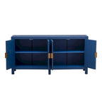 Madia credenza a 4 ante da 152 cm, blu navy/nera, con ripiani regolabili