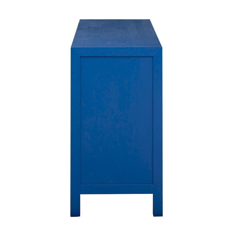 Madia credenza a 4 ante da 152 cm, blu navy/nera, con ripiani regolabili