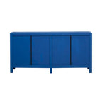 Madia credenza a 4 ante da 152 cm, blu navy/nera, con ripiani regolabili