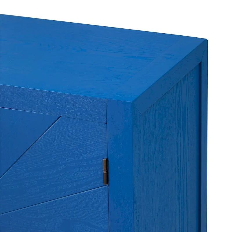 Madia credenza a 4 ante da 152 cm, blu navy/nera, con ripiani regolabili