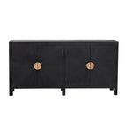 Madia credenza a 4 ante da 152 cm, blu navy/nera, con ripiani regolabili