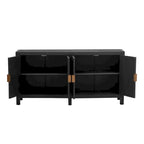 Madia credenza a 4 ante da 152 cm, blu navy/nera, con ripiani regolabili