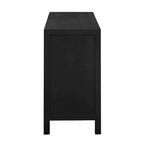 Madia credenza a 4 ante da 152 cm, blu navy/nera, con ripiani regolabili
