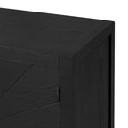 Madia credenza a 4 ante da 152 cm, blu navy/nera, con ripiani regolabili