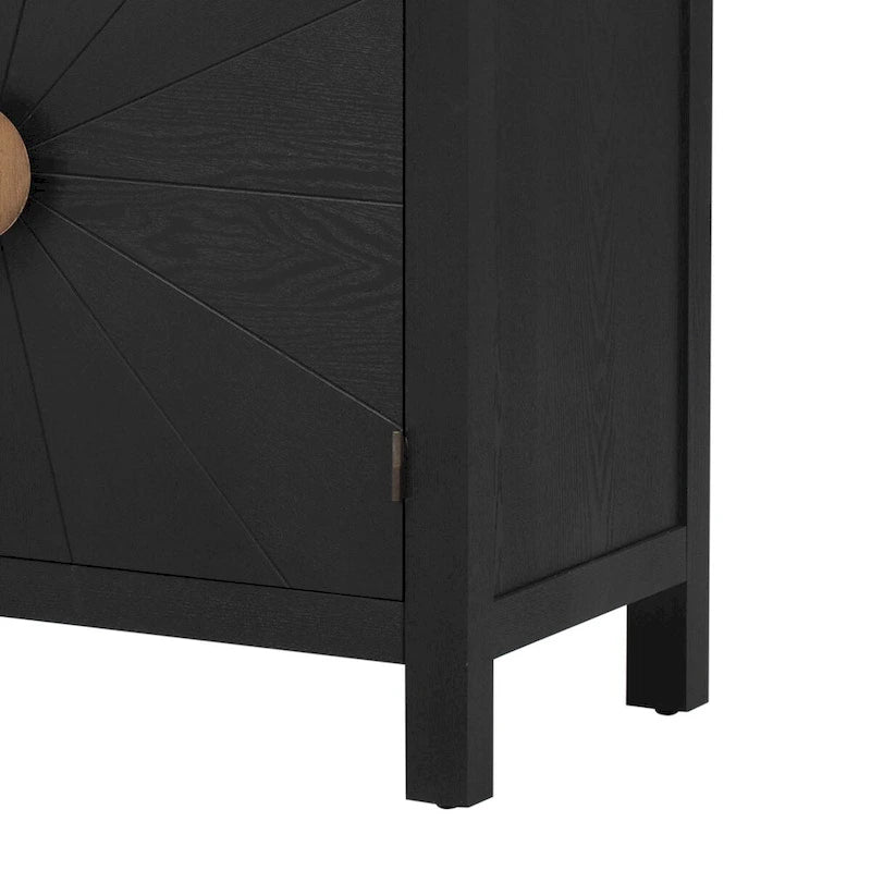 Madia credenza a 4 ante da 152 cm, blu navy/nera, con ripiani regolabili
