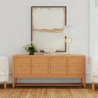 Credenza a 4 ante in rattan naturale, montaggio da 1 persona