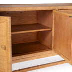 Credenza a 4 ante in rattan naturale, montaggio da 1 persona