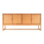Credenza a 4 ante in rattan naturale, montaggio da 1 persona