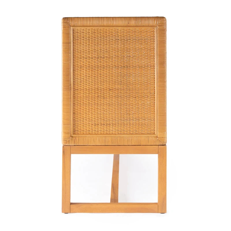 Credenza a 4 ante in rattan naturale, montaggio da 1 persona