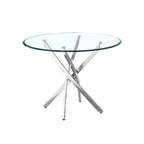 Tavolo da pranzo rotondo in vetro, argento/oro, stile moderno, 4 posti