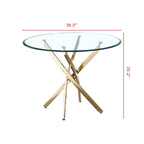 Tavolo da pranzo rotondo in vetro, argento/oro, stile moderno, 4 posti