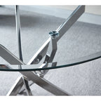 Tavolo da pranzo rotondo in vetro, argento/oro, stile moderno, 4 posti
