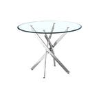 Tavolo da pranzo rotondo in vetro, argento/oro, stile moderno, 4 posti