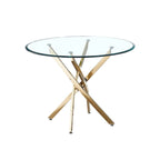 Tavolo da pranzo rotondo in vetro, argento/oro, stile moderno, 4 posti