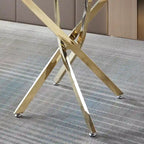 Tavolo da pranzo rotondo in vetro, argento/oro, stile moderno, 4 posti