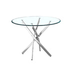 Tavolo da pranzo rotondo in vetro, argento/oro, stile moderno, 4 posti