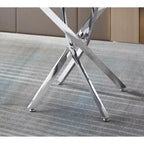 Tavolo da pranzo rotondo in vetro, argento/oro, stile moderno, 4 posti