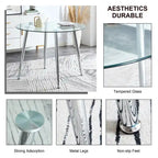 Tavolo da pranzo rotondo in vetro da 40" con gambe in metallo, argento/oro, 4-6 posti a sedere