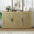 Credenza a 3 ante naturale/blu/grigia con ripiani regolabili, maniglie nere – 1 posto a sedere