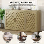 Credenza a 3 ante naturale/blu/grigia con ripiani regolabili, maniglie nere – 1 posto a sedere