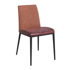 Sedie da pranzo in similpelle marrone scuro e ruggine, set da 2