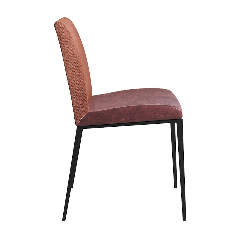 Sedie da pranzo in similpelle marrone scuro e ruggine, set da 2