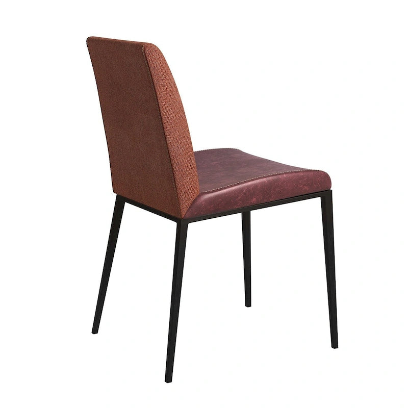 Sedie da pranzo in similpelle marrone scuro e ruggine, set da 2