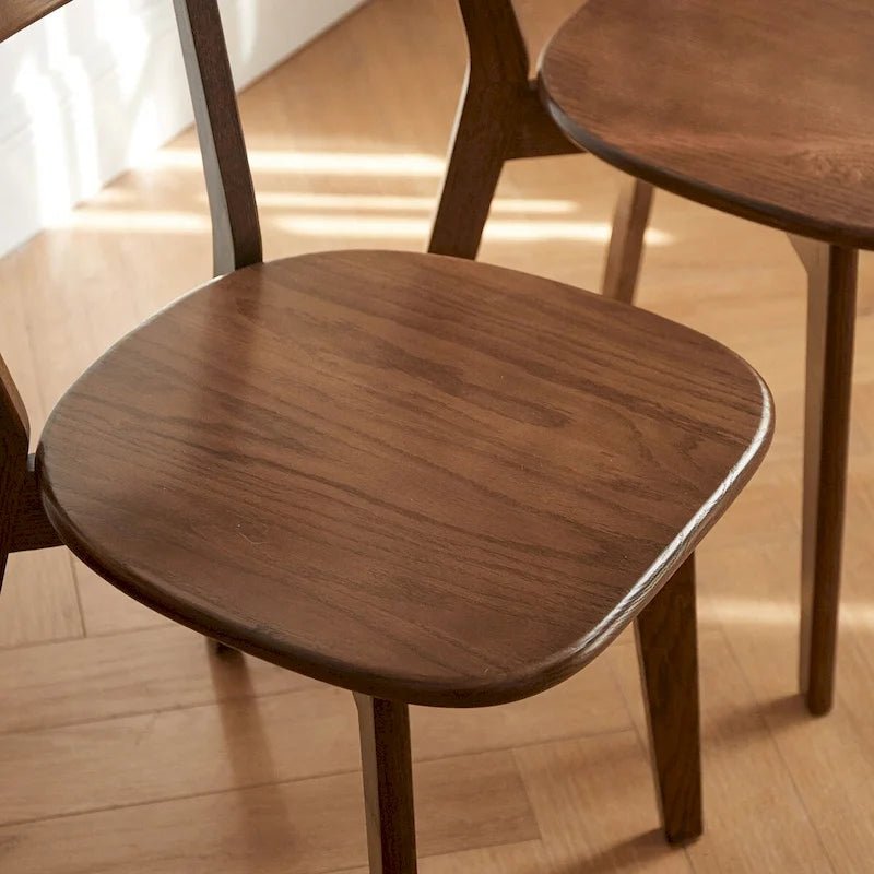 Sedia da pranzo in legno di rovere massello noce, stile rustico, monoposto