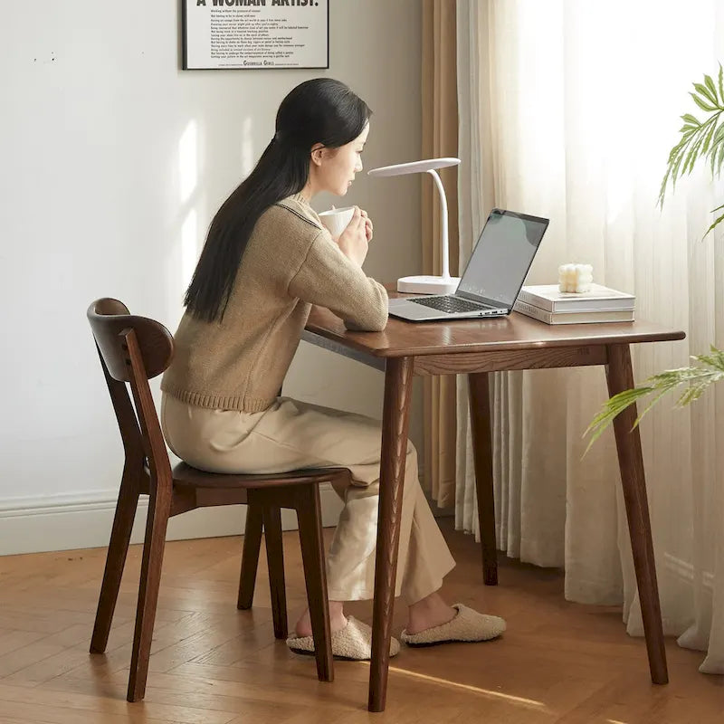 Sedia da pranzo in legno di rovere massello noce, stile rustico, monoposto