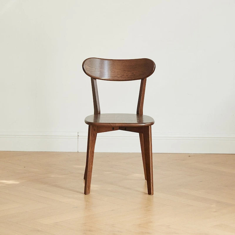 Sedia da pranzo in legno di rovere massello noce, stile rustico, monoposto