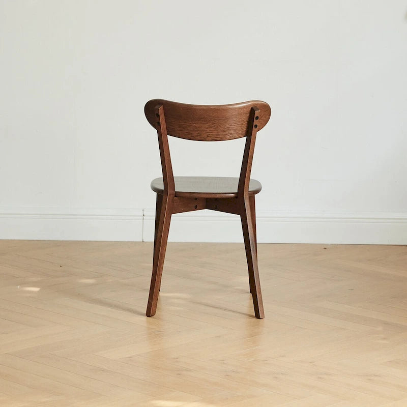 Sedia da pranzo in legno di rovere massello noce, stile rustico, monoposto