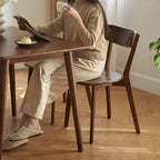 Sedia da pranzo in legno di rovere massello noce, stile rustico, monoposto