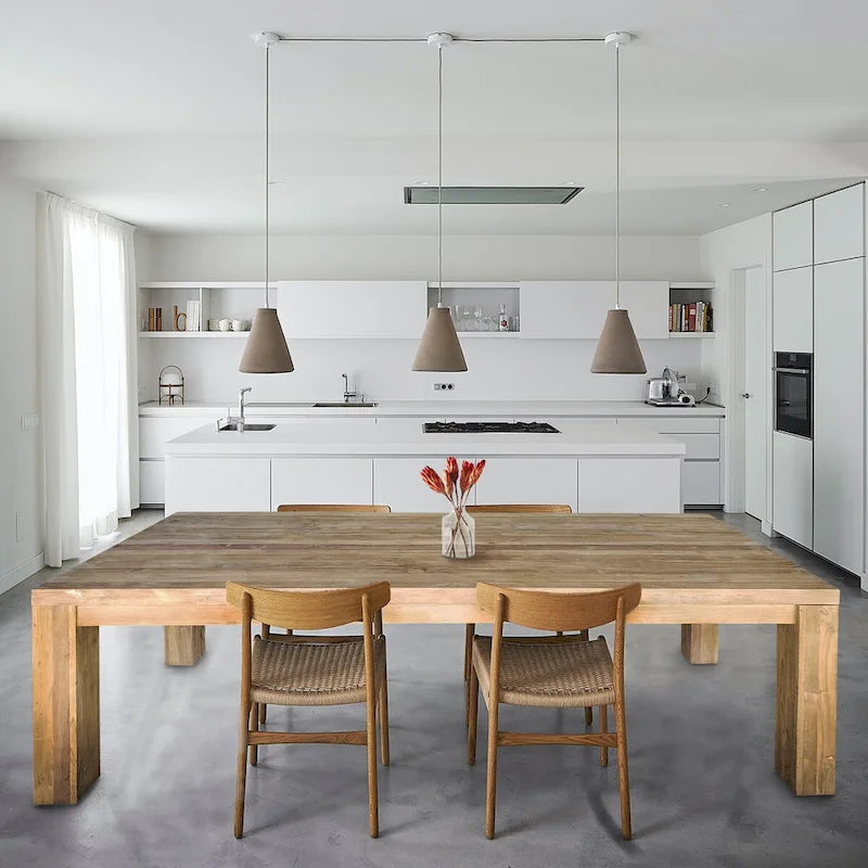 Tavolo da pranzo rettangolare in teak rigenerato, marrone, 6-8 posti, 259 cm