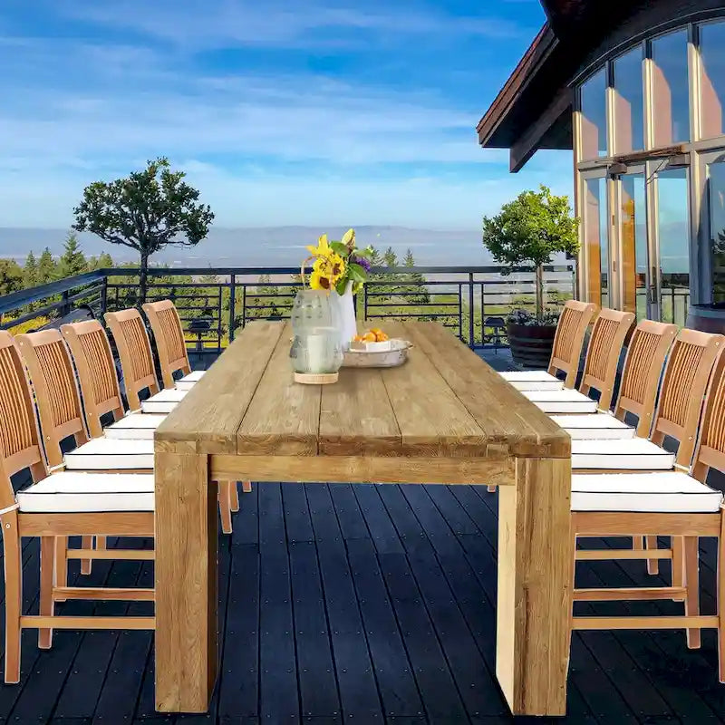 Tavolo da pranzo rettangolare in teak rigenerato, marrone, 6-8 posti, 259 cm