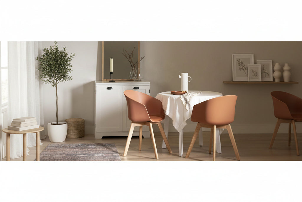 Sedia da Pranzo con Gambe in Legno di Faggio, Stile Scandinavo, Set da 2