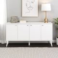 Madia/Credenza a 4 ante bianca/grigio sbiancato in stile Mid-Century Modern – Posti a sedere 4-6