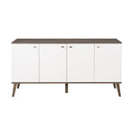 Madia/Credenza a 4 ante bianca/grigio sbiancato in stile Mid-Century Modern – Posti a sedere 4-6
