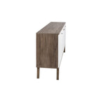 Madia/Credenza a 4 ante bianca/grigio sbiancato in stile Mid-Century Modern – Posti a sedere 4-6
