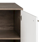Madia/Credenza a 4 ante bianca/grigio sbiancato in stile Mid-Century Modern – Posti a sedere 4-6
