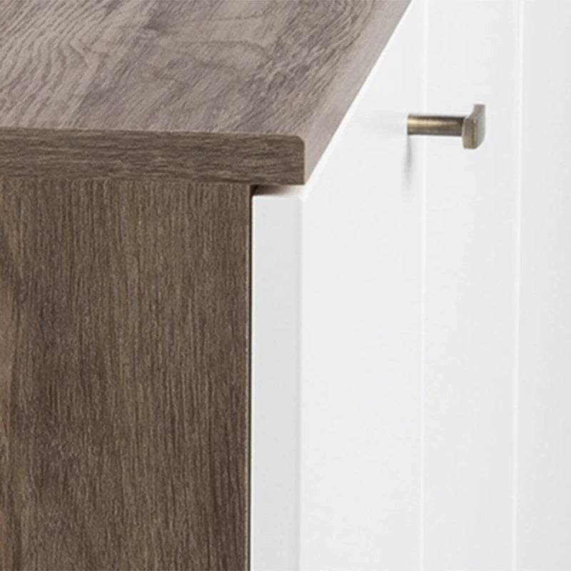 Madia/Credenza a 4 ante bianca/grigio sbiancato in stile Mid-Century Modern – Posti a sedere 4-6