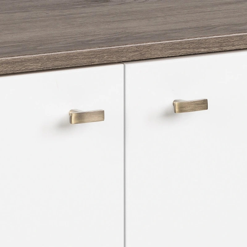 Madia/Credenza a 4 ante bianca/grigio sbiancato in stile Mid-Century Modern – Posti a sedere 4-6
