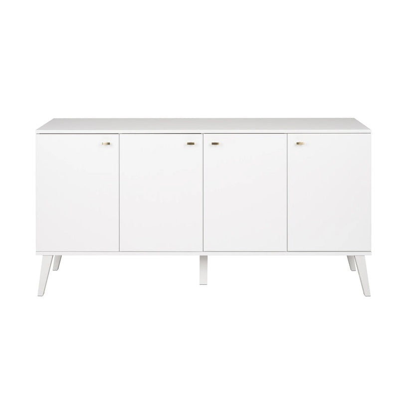 Madia/Credenza a 4 ante bianca/grigio sbiancato in stile Mid-Century Modern – Posti a sedere 4-6