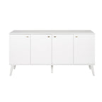 Madia/Credenza a 4 ante bianca/grigio sbiancato in stile Mid-Century Modern – Posti a sedere 4-6